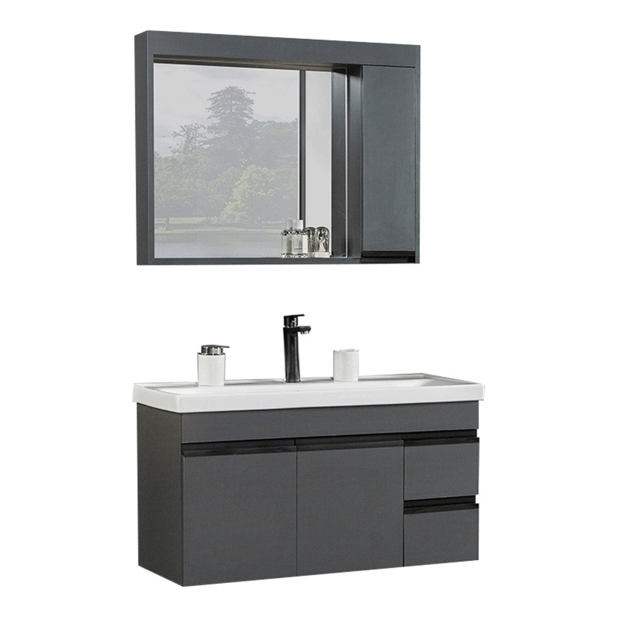 Bagnora Lotus 100 cm  Antrasit Banyo Dolabı