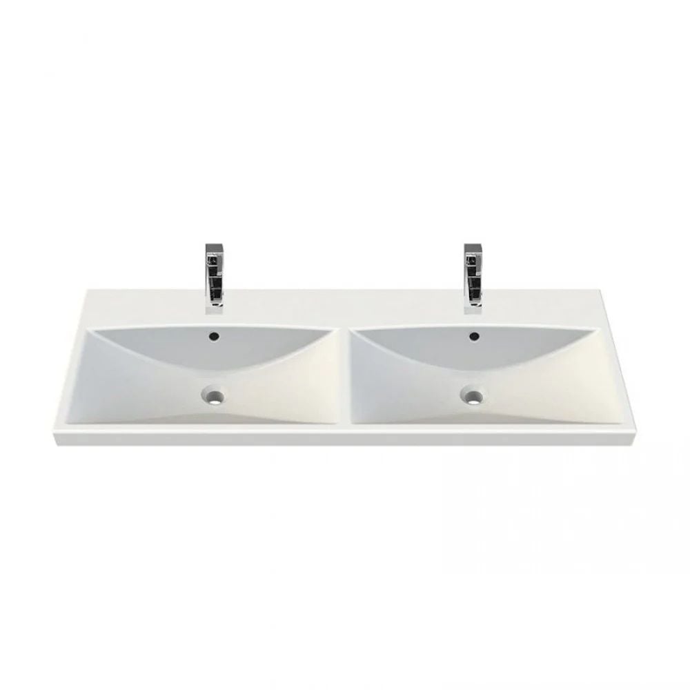 Turkuaz Elite Etajerli Lavabo, 120 cm Çift Hazneli