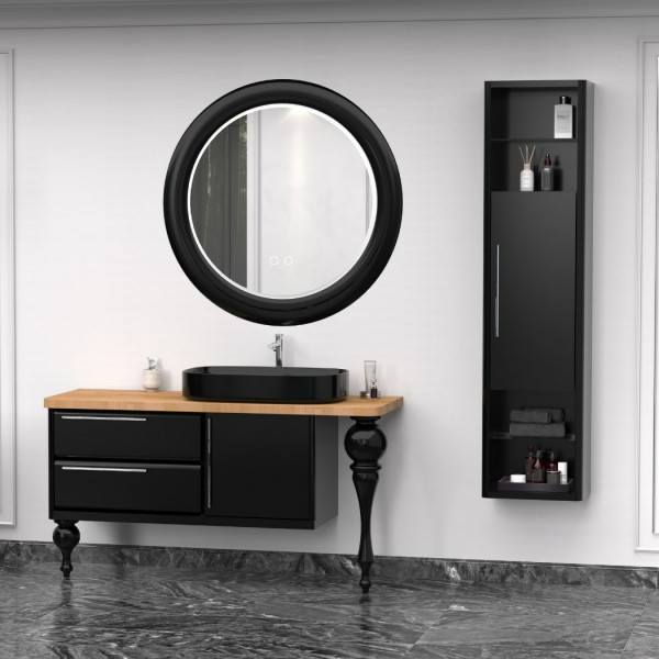 Aquanil Prestige 140 cm Siyah Banyo Dolabı