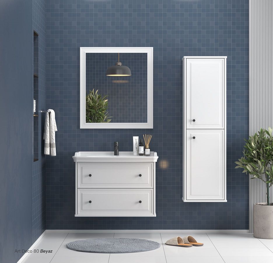 Shower Art Deco 80 cm Beyaz Banyo Dolabı