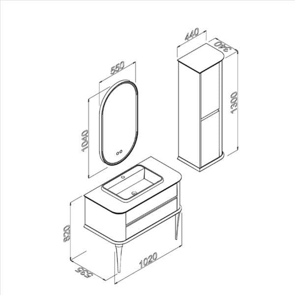 Aquanil Pier 100 cm Banyo Dolabı Antrasit-Kayın