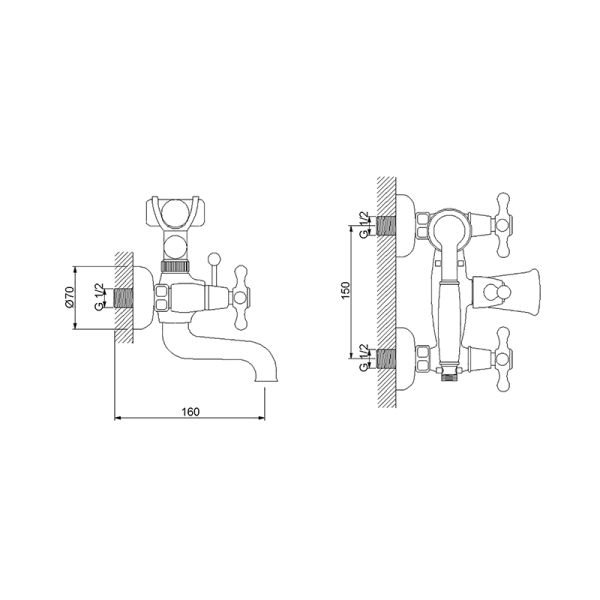 NEWARC Nostalgic Banyo Bataryası Bronz