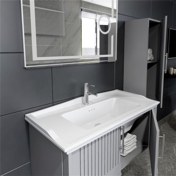 Aquanil Sagra 80 cm  Banyo Dolabı Gri