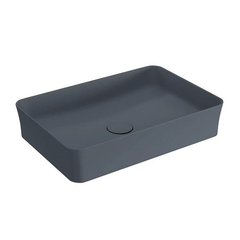 BOCCHI Slim Line Dikdörtgen Tezgah Üstü Lavabo 55 cm, Mat Antrasit