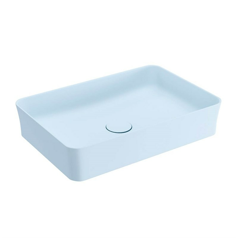 BOCCHI Slim Line Dikdörtgen Tezgah Üstü Lavabo 55 cm, Mat Buz Mavisi