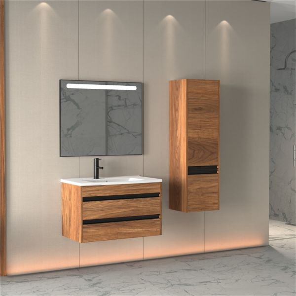 Aquanil Levante 85 cm Kaman-Ceviz Banyo Dolabı