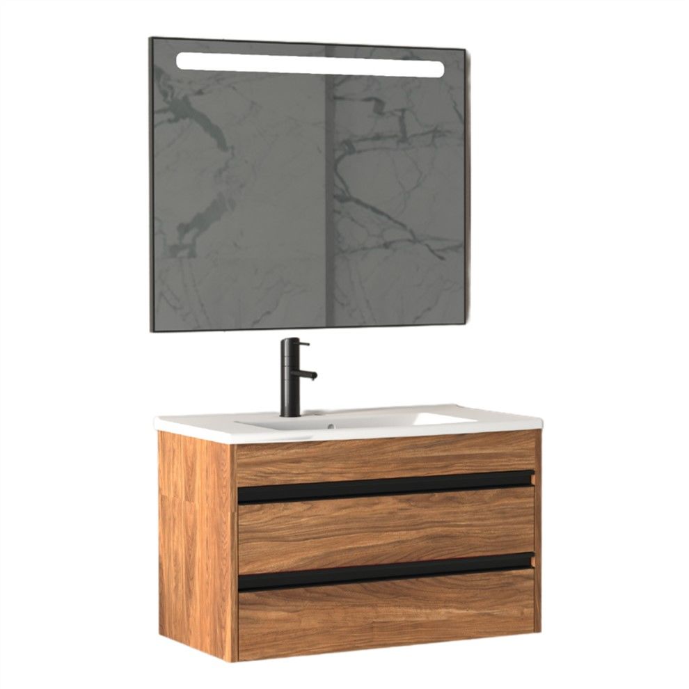 Aquanil Levante 85 cm Kaman-Ceviz Banyo Dolabı