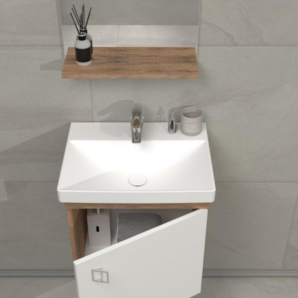 Aquanil Micra 50 cm Dorado/Beyaz Banyo Dolabı