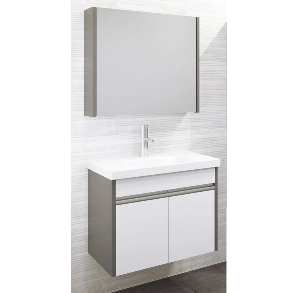 Aquanil Aden 80 cm Antrasit Beyaz Banyo Dolabı