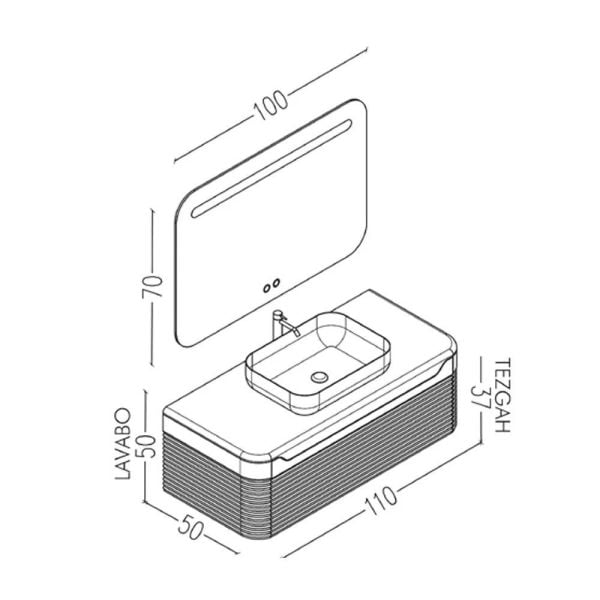 Aquanil  Ardino 110 cm Vizon Banyo Dolabı