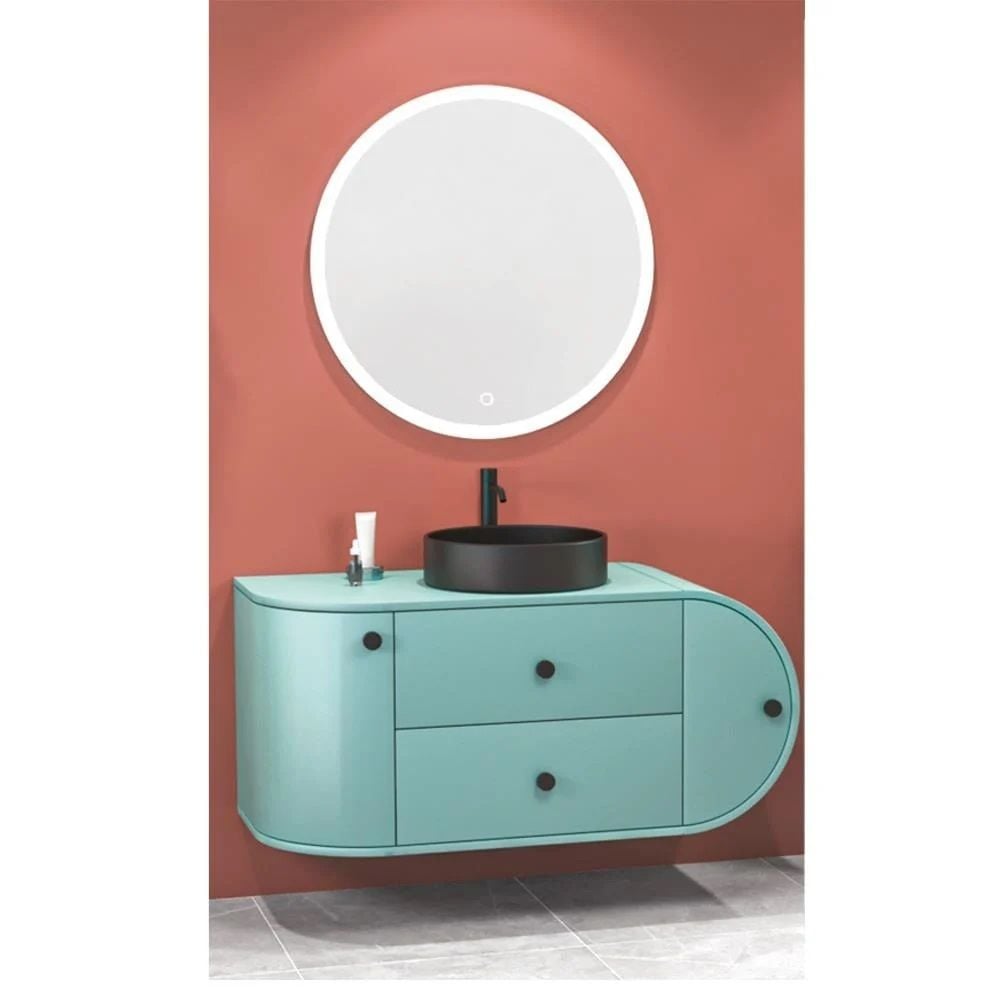 Aquanil Fantasia 115 cm Adaçayı Yeşil Siyah Lavabolu Banyo Dolabı