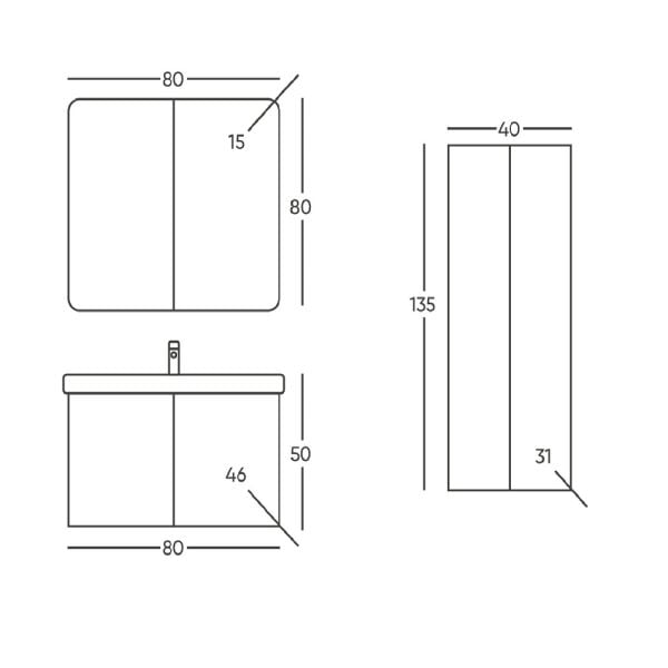 Belinza Calypso 80 cm Aronya Banyo Dolabı