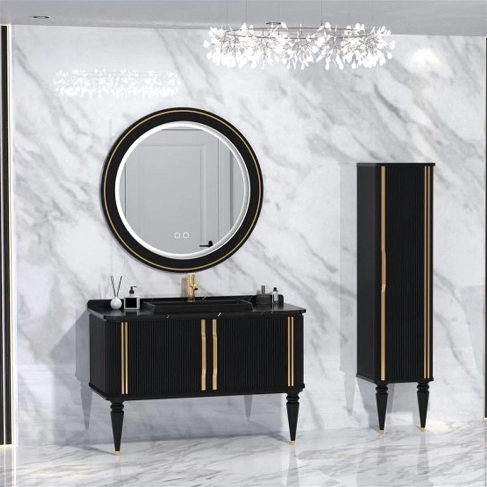 Aquanil Laura 120 cm Siyah Banyo Dolabı