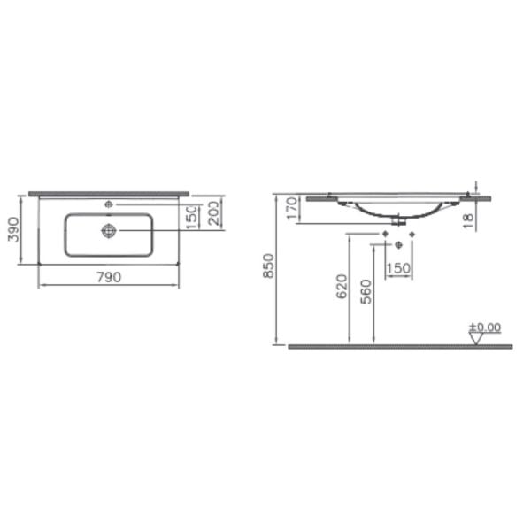 VitrA Mia Etajerli Lavabo, 80 cm