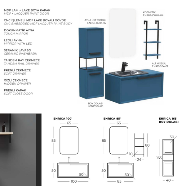 Belinza Enrica 100 cm Banyo Dolabı Kiremit