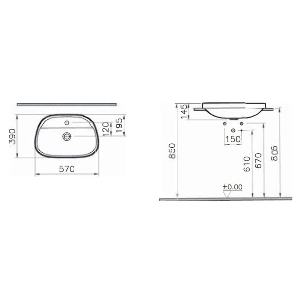 VitrA Frame 58 cm Tezgah Üstü Lavabo Mat Beyaz