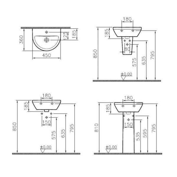 VitrA İntegra 45 cm Beyaz  Çanak Lavabo