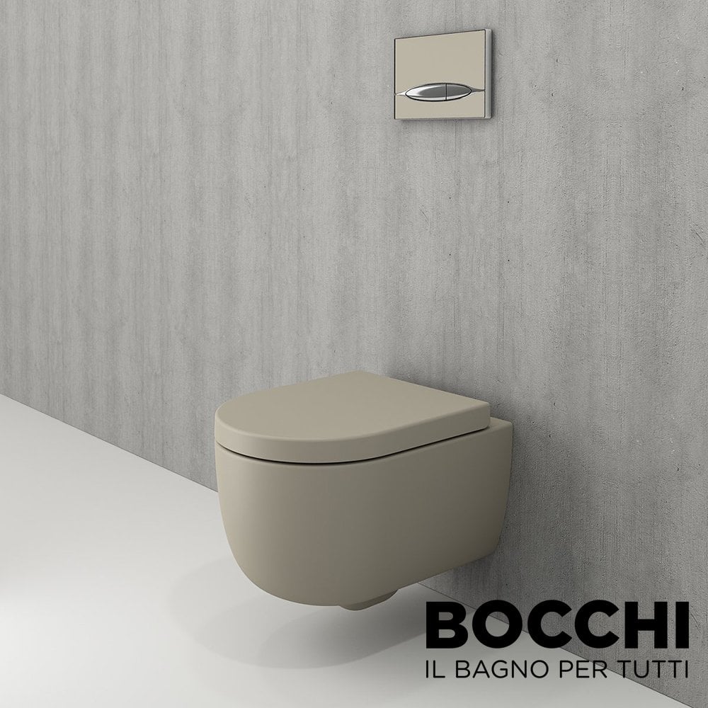 BOCCHI V-Tondo Rimless Asma Klozet Kısa Mat Kaşmir Klozet Kapağı Dahil