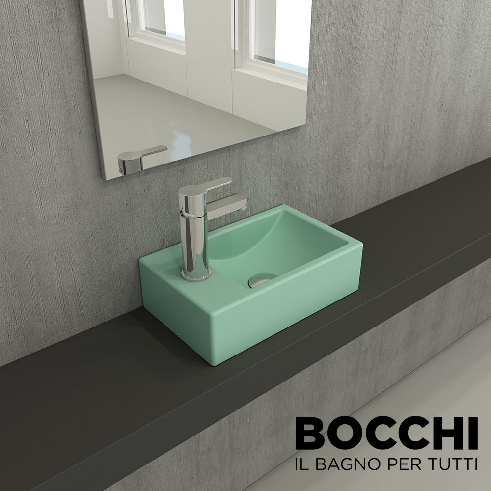 BOCCHİ Milano Dar Sol Lavabo 37 cm Mat Mint Yeşil