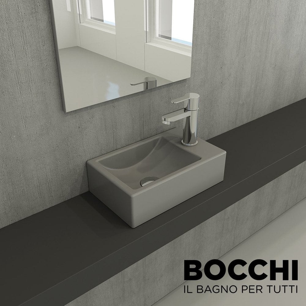 BOCCHİ Milano Dar Sağ Lavabo 37 cm Mat Gri