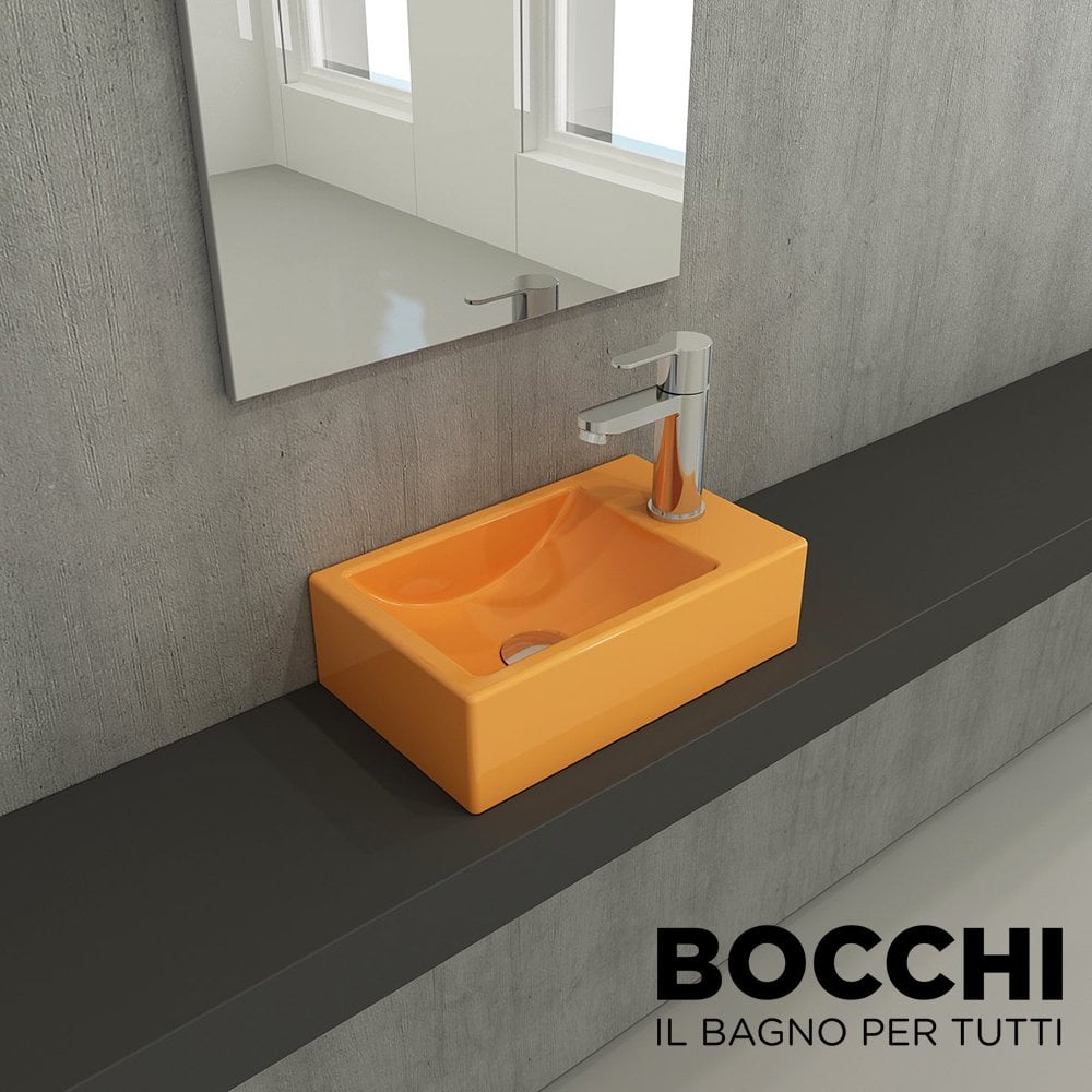 BOCCHİ Milano Dar Sağ Lavabo 37 cm Parlak Mandalina Sarısı