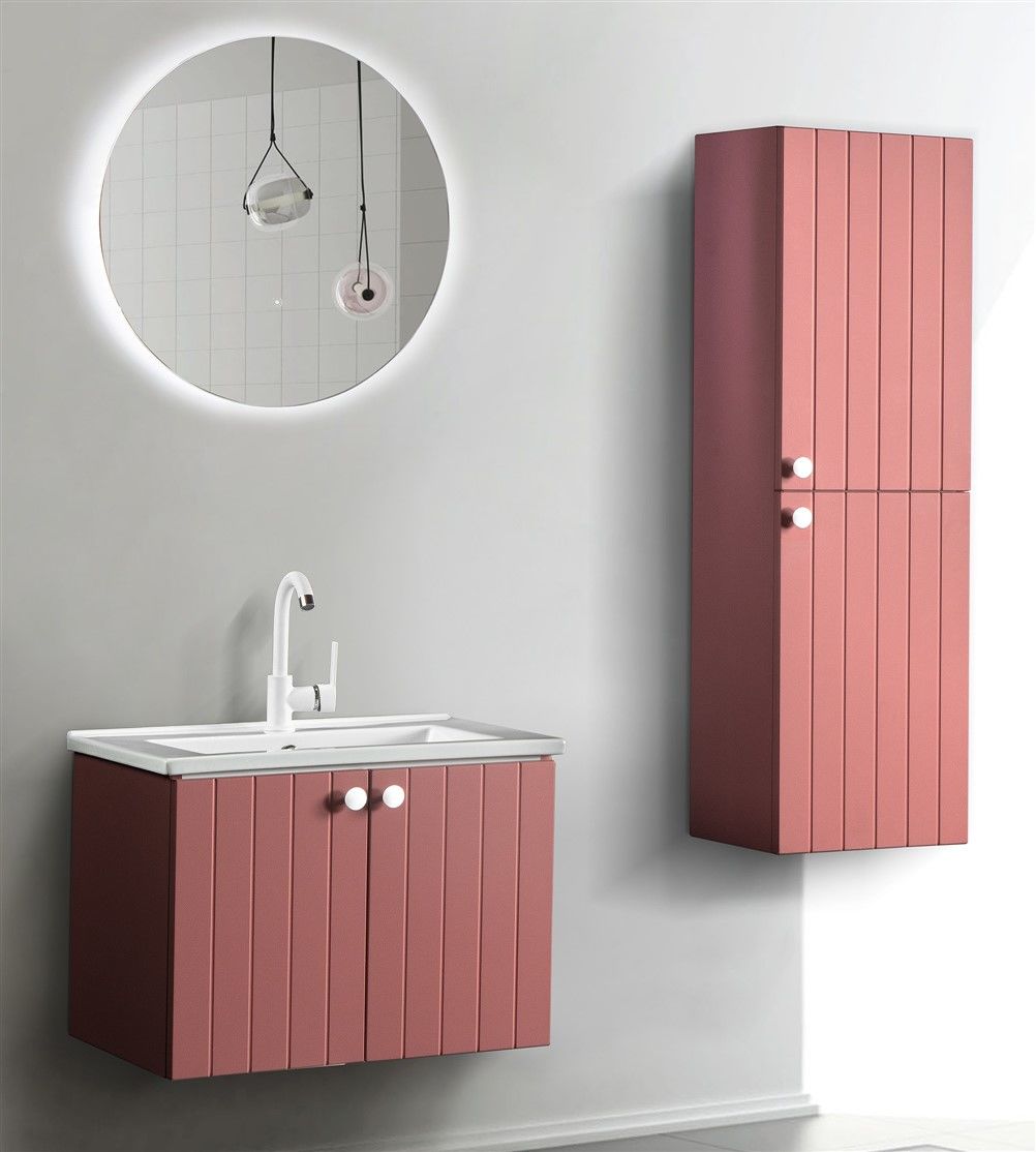 D Line 65 cm Pembe Banyo Dolabı