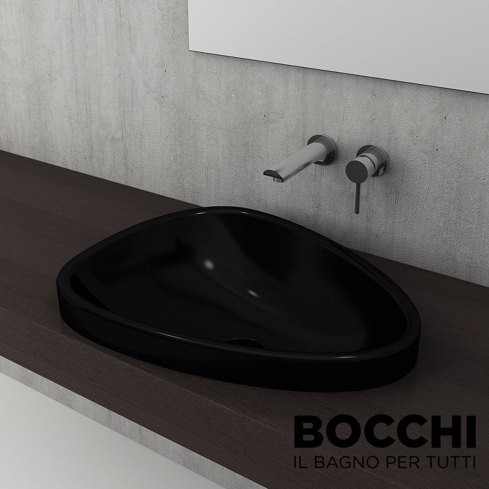 BOCCHİ Etna Tezgah Üstü Lavabo 58 cm Parlak Siyah