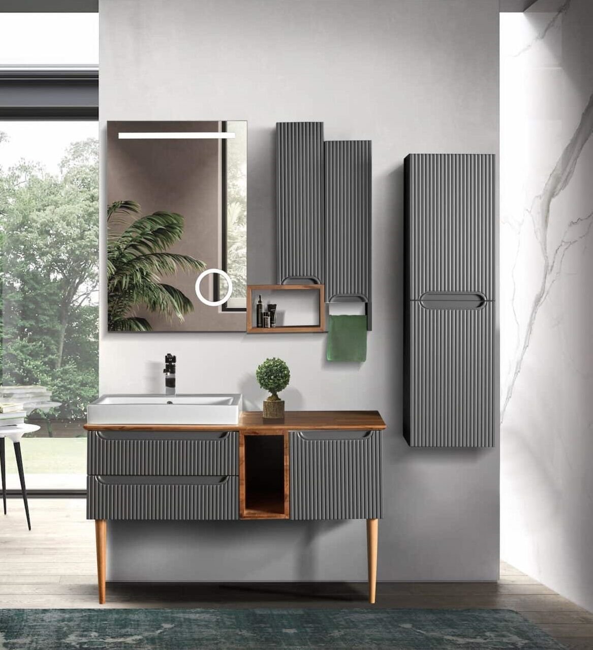 Bagnora Artemis 120 cm Antrasit Banyo Dolabı