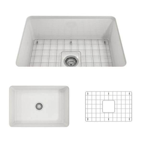 BOCCHİ Lavello Dekorlu Mutfak Eviyesi 60 cm Parlak Beyaz