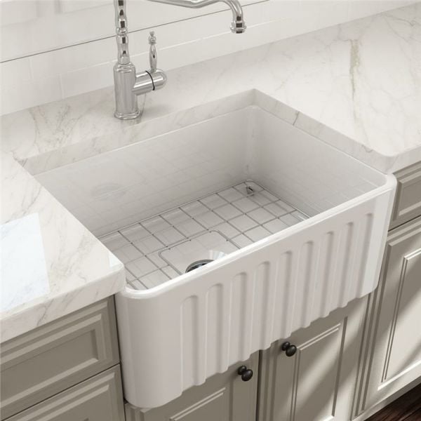 BOCCHİ Lavello Dekorlu Mutfak Eviyesi 60 cm Parlak Beyaz