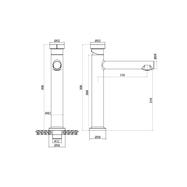 NEWARC Milan Çanak Lavabo Bataryası Metalik Gri