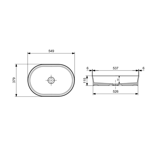 BOCCHI Sottile Slim Line Oval Lavabo 55 cm, Parlak Burgonya Bordosu