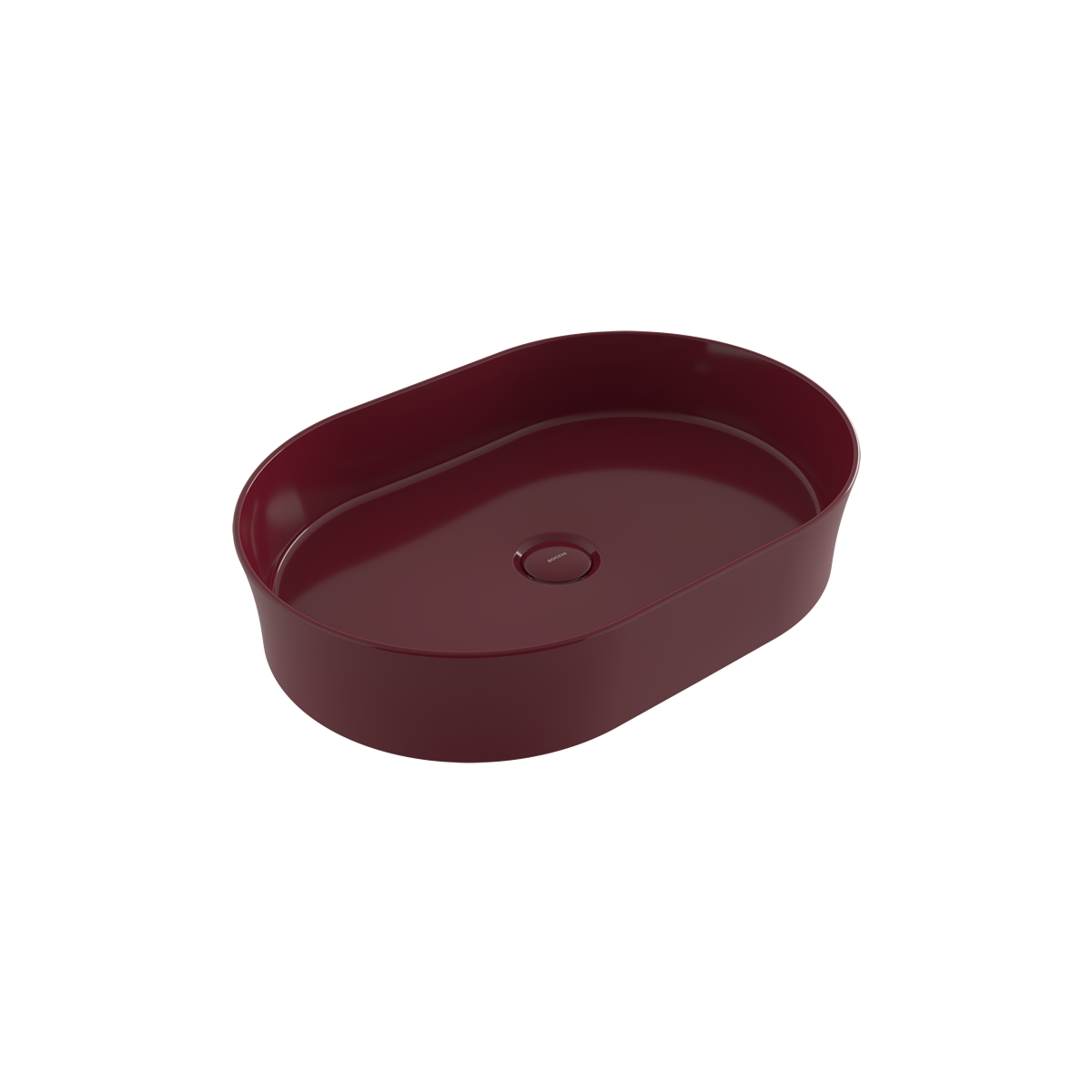 BOCCHI Sottile Slim Line Oval Lavabo 55 cm, Parlak Burgonya Bordosu
