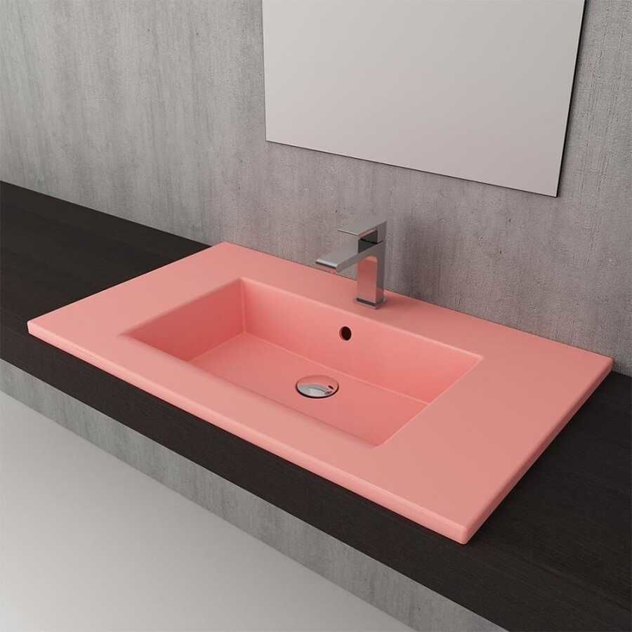 BOCCHI Milano Etajerli Lavabo 80 cm Mat Somon