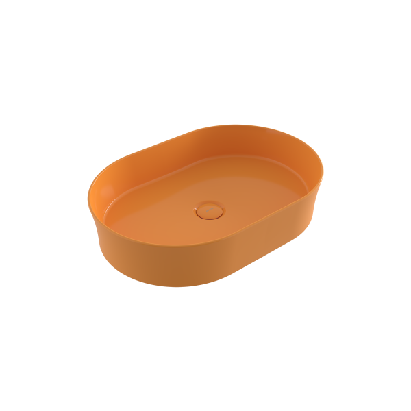 BOCCHI Sottile Slim Line Oval Lavabo 55 cm, Parlak Mandalina Sarısı