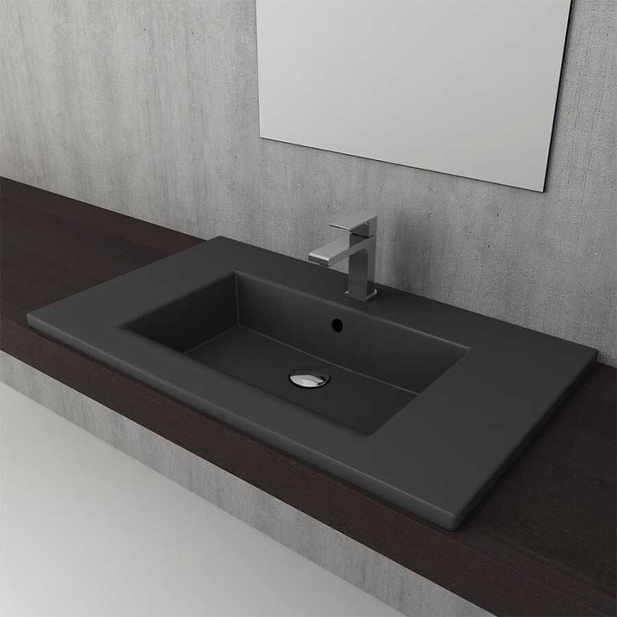 BOCCHI Milano Etajerli Lavabo 80 cm Mat Antrasit