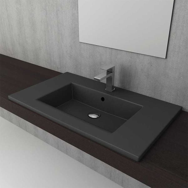 BOCCHI Milano Etajerli Lavabo 80 cm Mat Antrasit