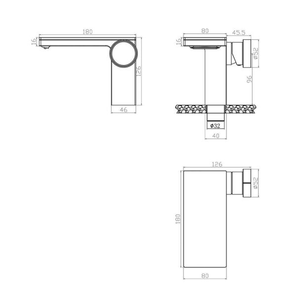 NEWARC Milan Lavabo Bataryası Metalik Gri