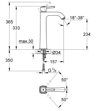 Grohe Grandera Yüksek Tip Lavabo Bataryası, Krom-Altın
