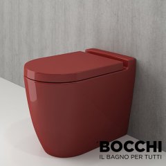 BOCCHİ Venezia Yerden Klozet Parlak Kırmızı Yavaş Klozet Kapağı Dahil
