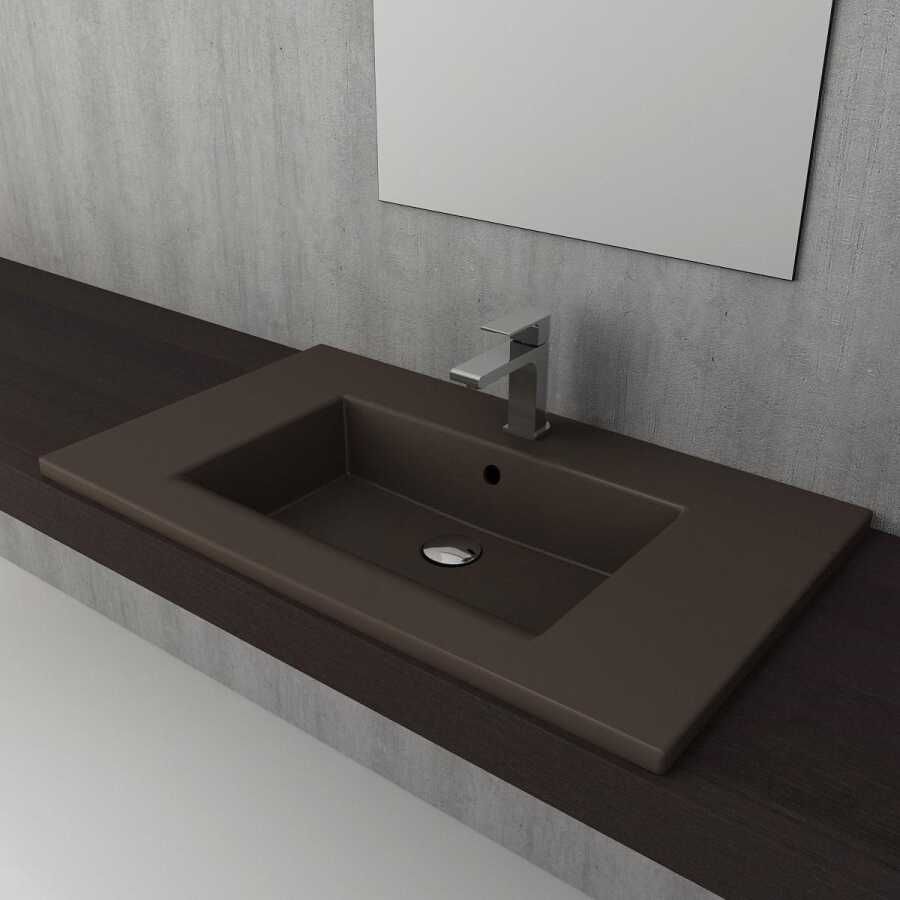 BOCCHI Milano Etajerli Lavabo 80 cm Mat Kahve
