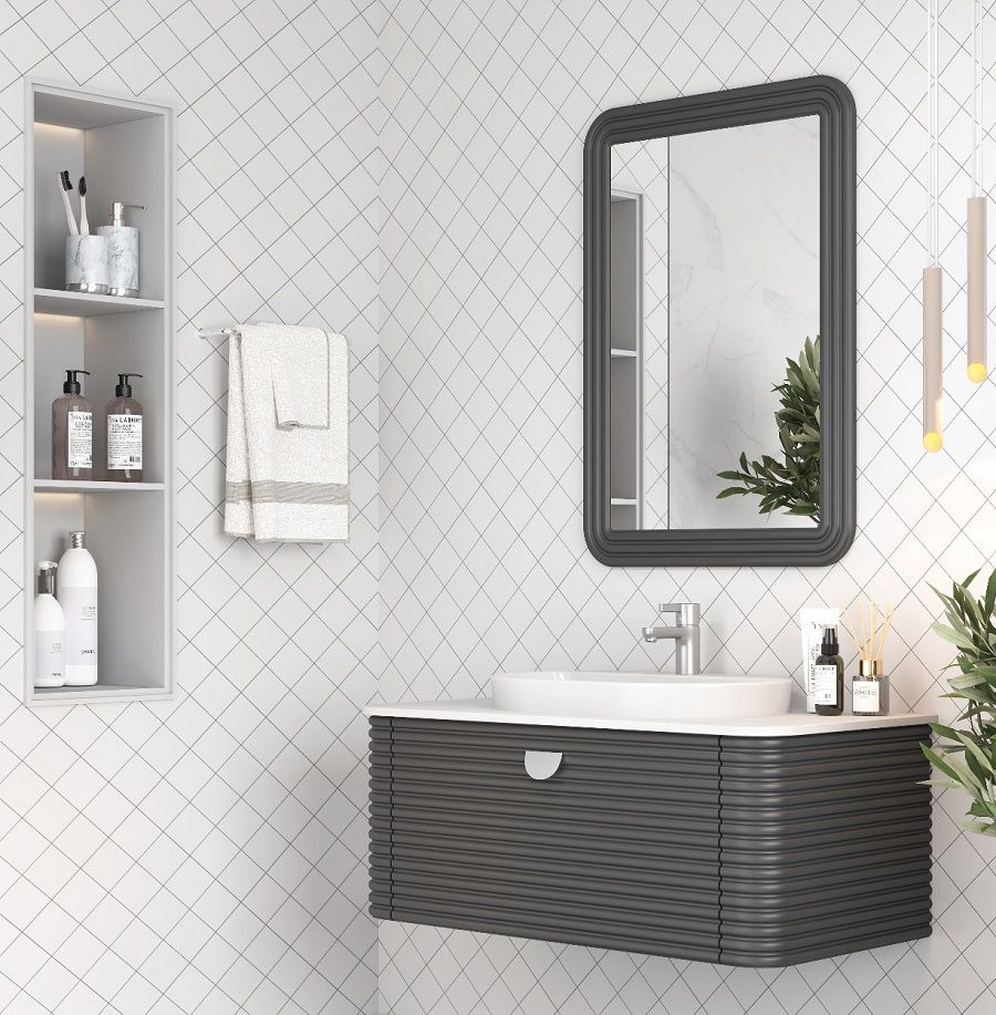 Shower  Sydney 100 cm Antrasit Banyo Dolabı