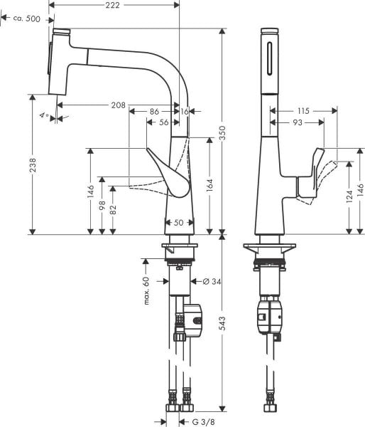 Hansgrohe Metris El Duşlu Eviye Bataryası