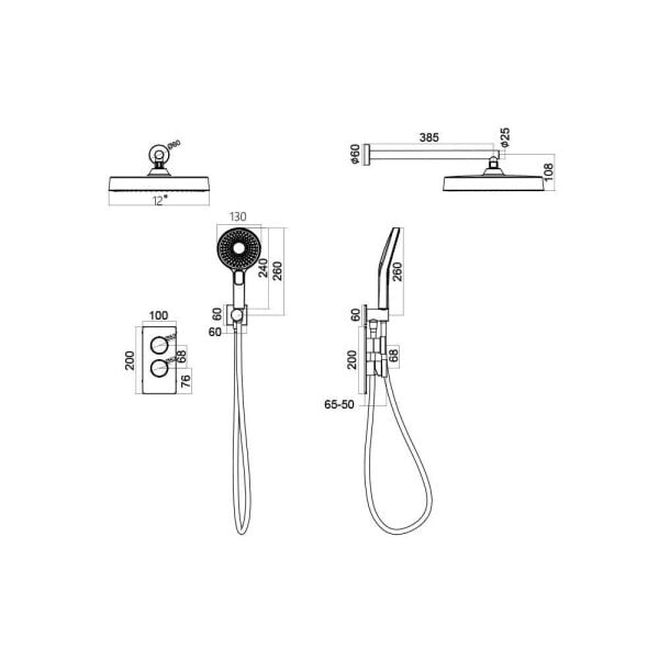 Newarc Milan Ankastre Duş Seti Metalik Gri