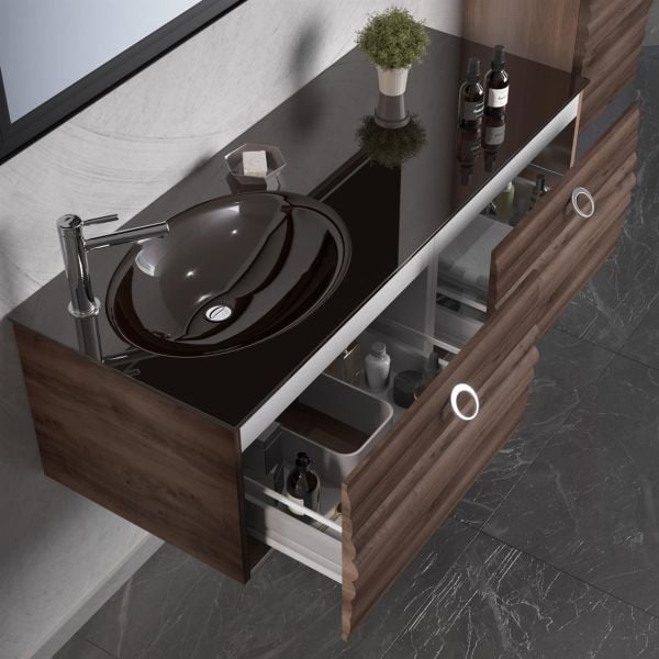 Orka Anzer 120 cm Ceviz Banyo Dolabı