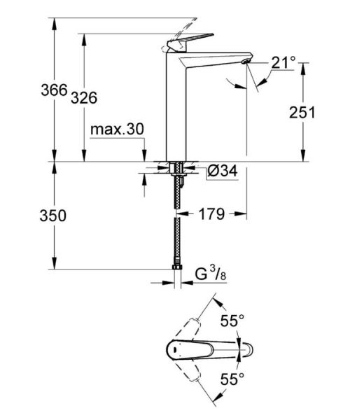Grohe Eurodisc Cosmopolitan Yüksek Tip Lavabo Bataryası