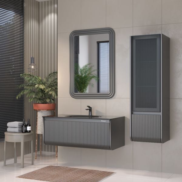 Shower Petra 100 cm Antrasit Banyo Dolabı
