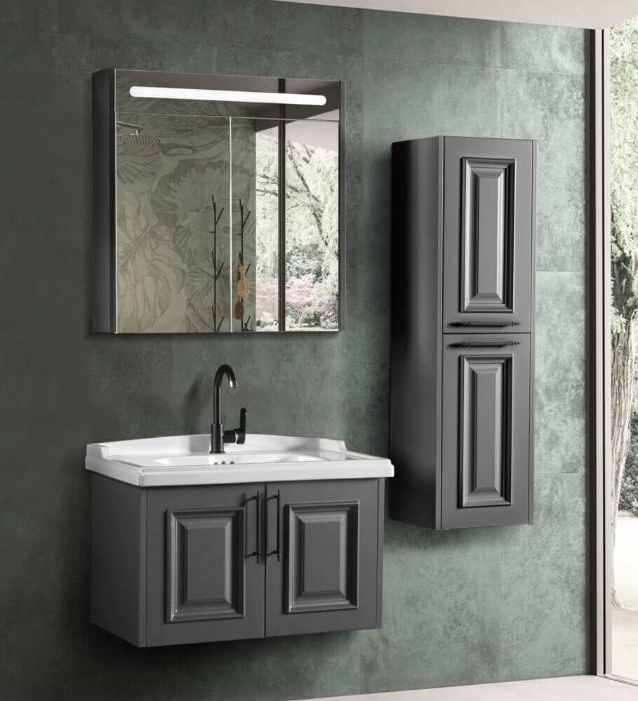 Bagnora Fiona 80 cm Mdf Banyo Dolabı Gri