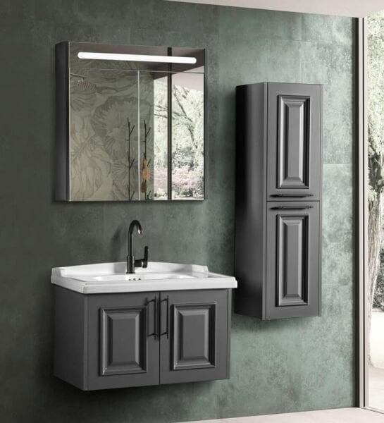 Bagnora Fiona 80 cm Mdf Banyo Dolabı Gri