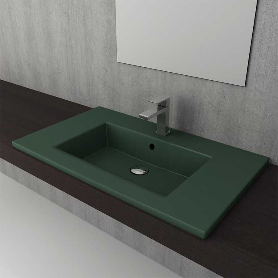 BOCCHI Milano Etajerli Lavabo 80 cm Mat Yeşil